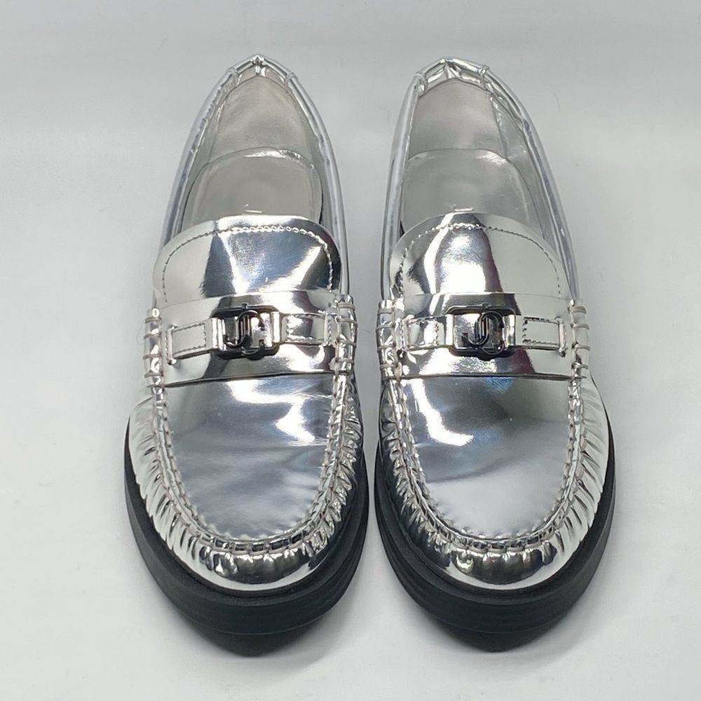Jimmy Choo Addie JC Logo Metallic Loafer size 38 - Picture 2 of 13